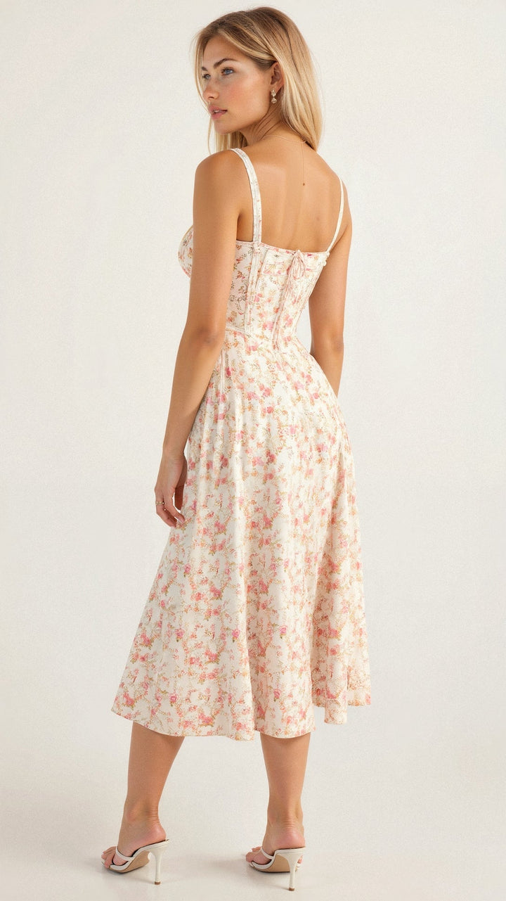 Kiana Floral Corset Midi Dress