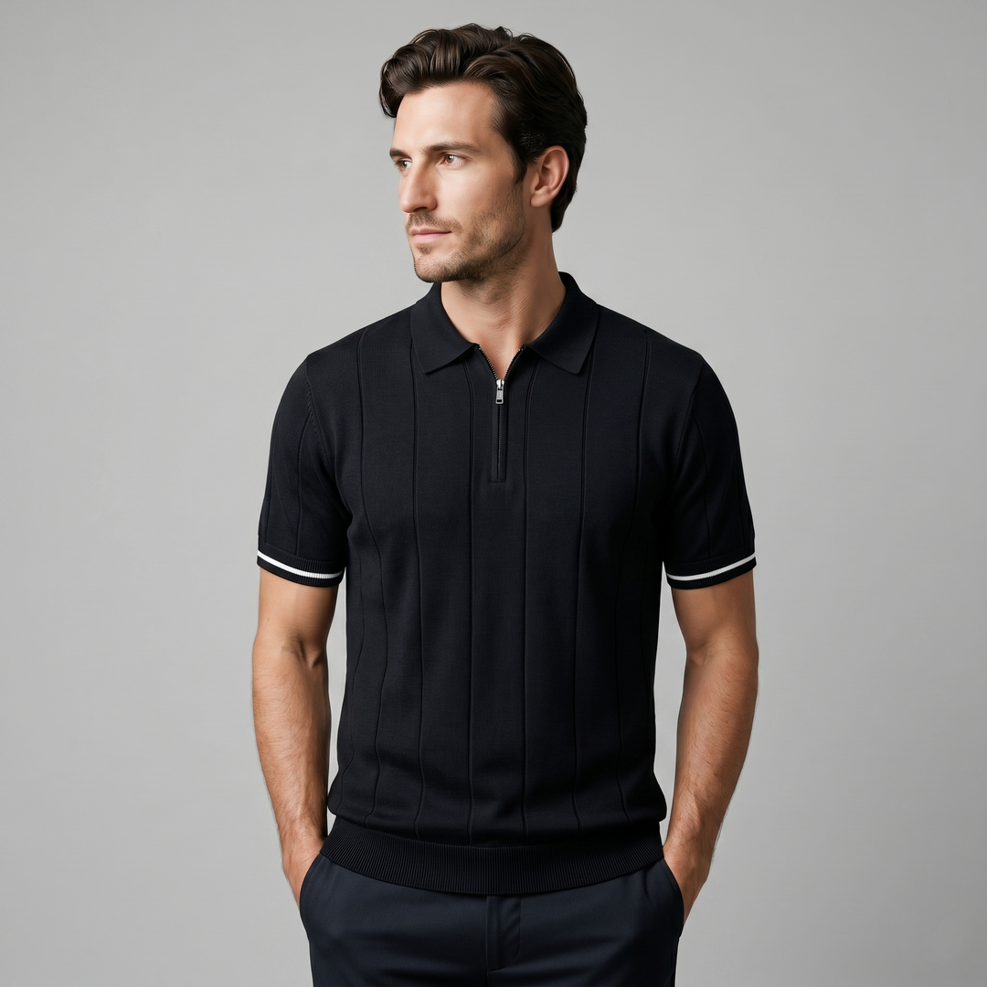 Blake | Men's Ribbed Knit Zip Polo