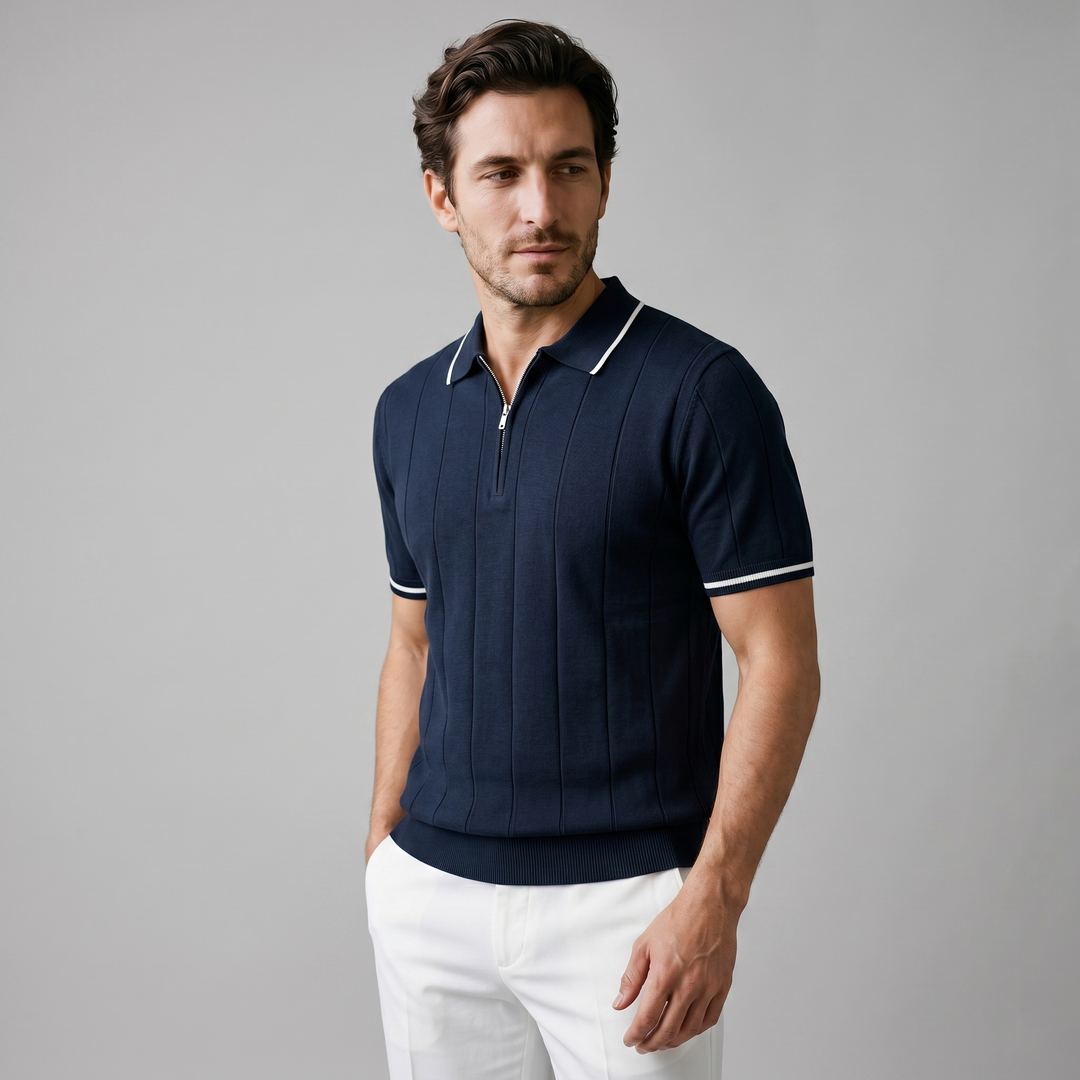Blake | Men's Ribbed Knit Zip Polo