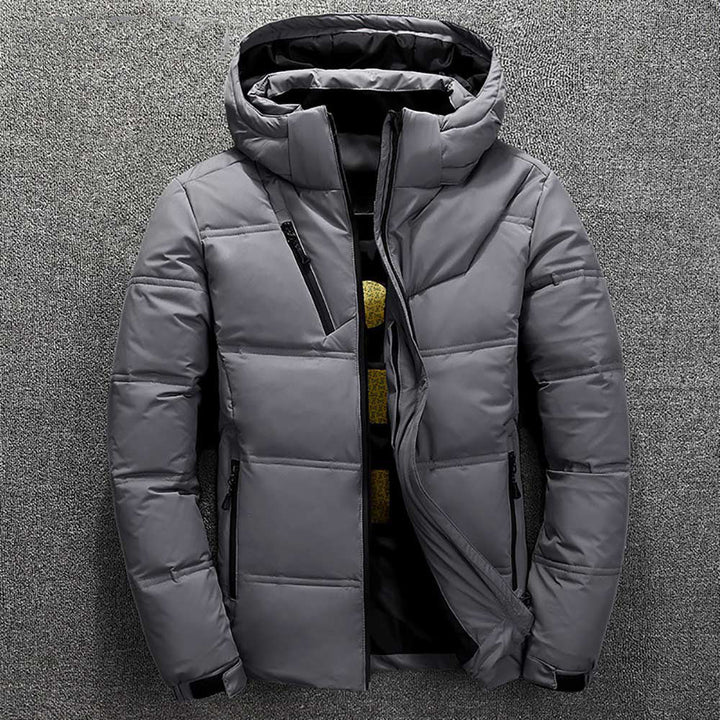Gray | Hooded down jacket men