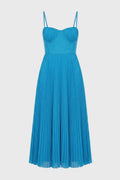 Ava Blue Pleated Midi Dress
