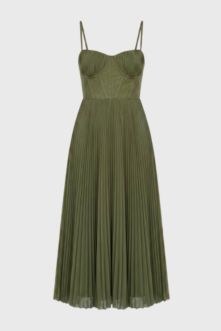 Ava Blue Pleated Midi Dress