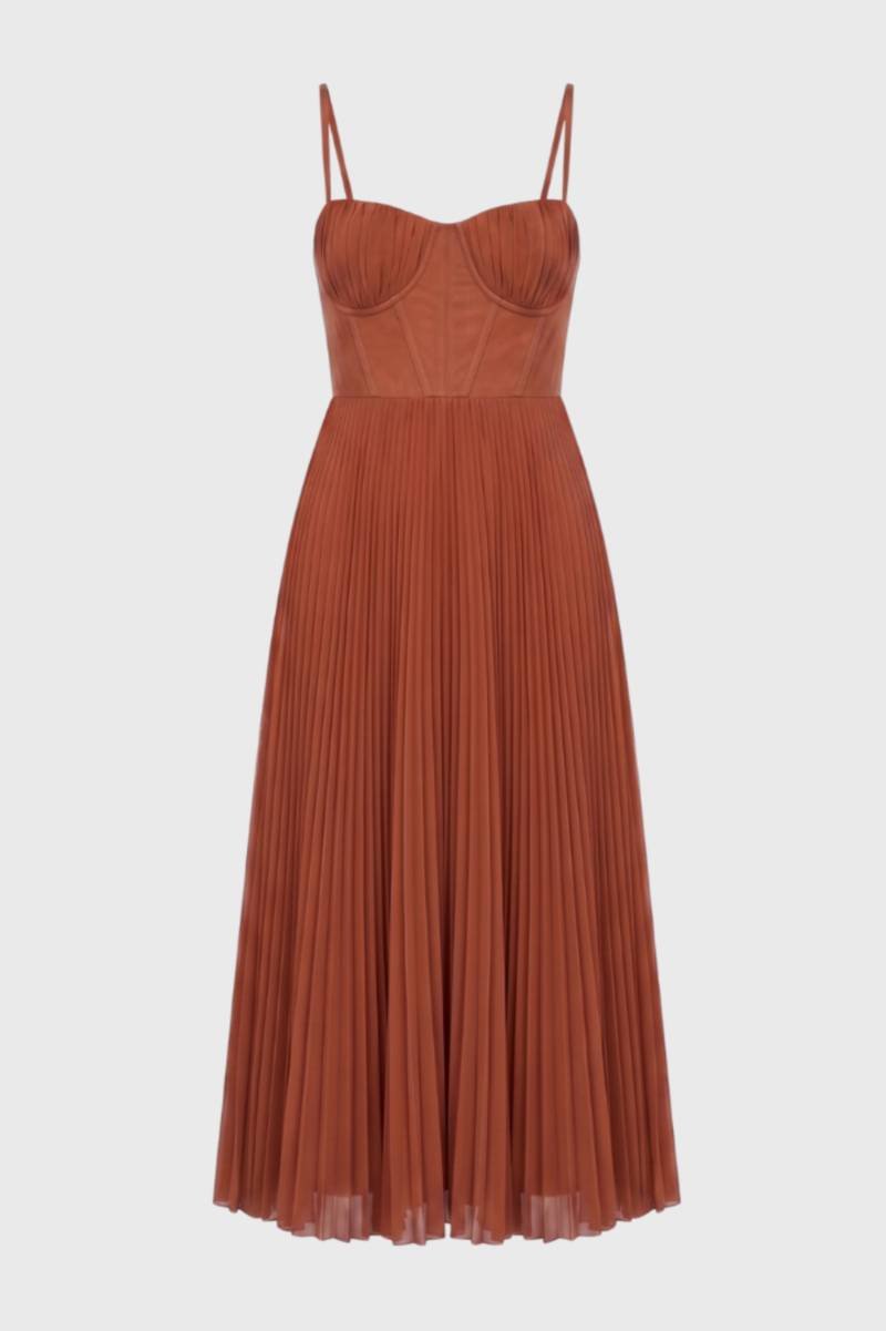 Ava Blue Pleated Midi Dress