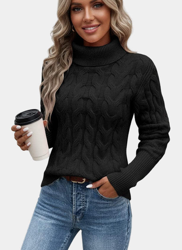 Everly | Cozy Cable Knit Turtleneck Pullover