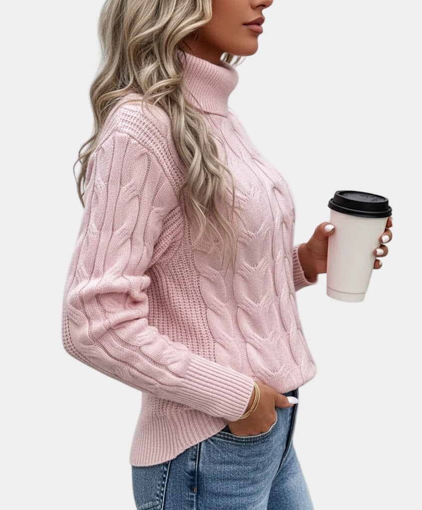 Everly | Cozy Cable Knit Turtleneck Pullover