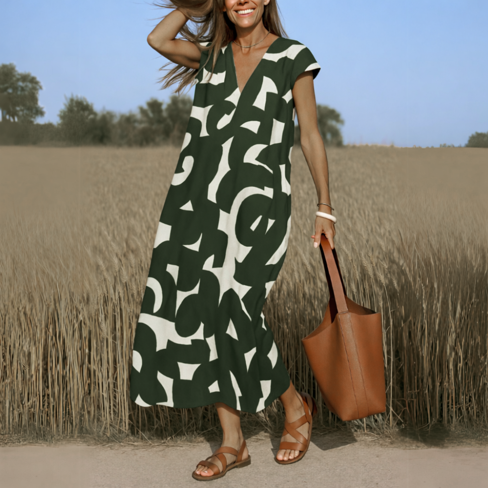 Grace | Flowing V-Neck Print Dress