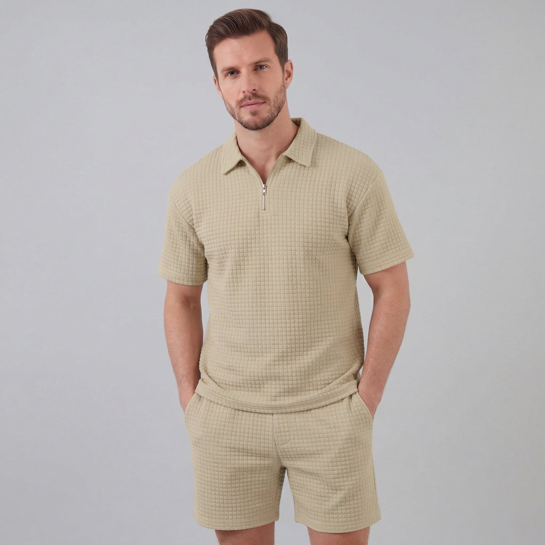 Lucas | Men's Waffle Knit Polo & Shorts Set