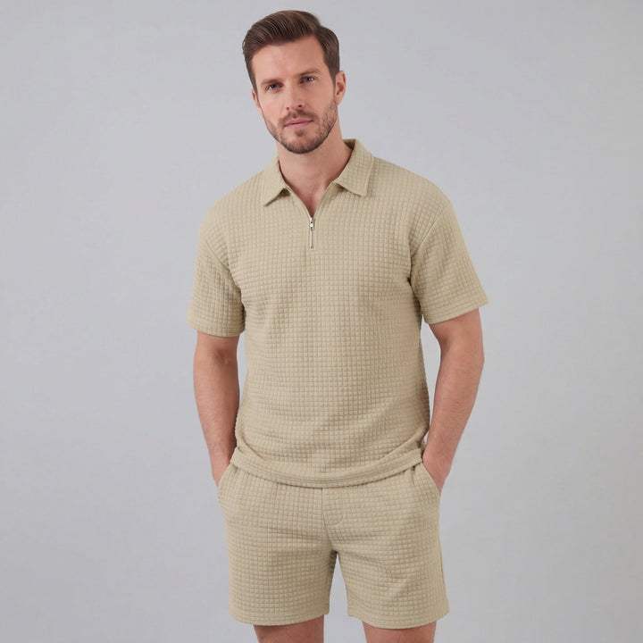 Lucas | Men's Waffle Knit Polo & Shorts Set