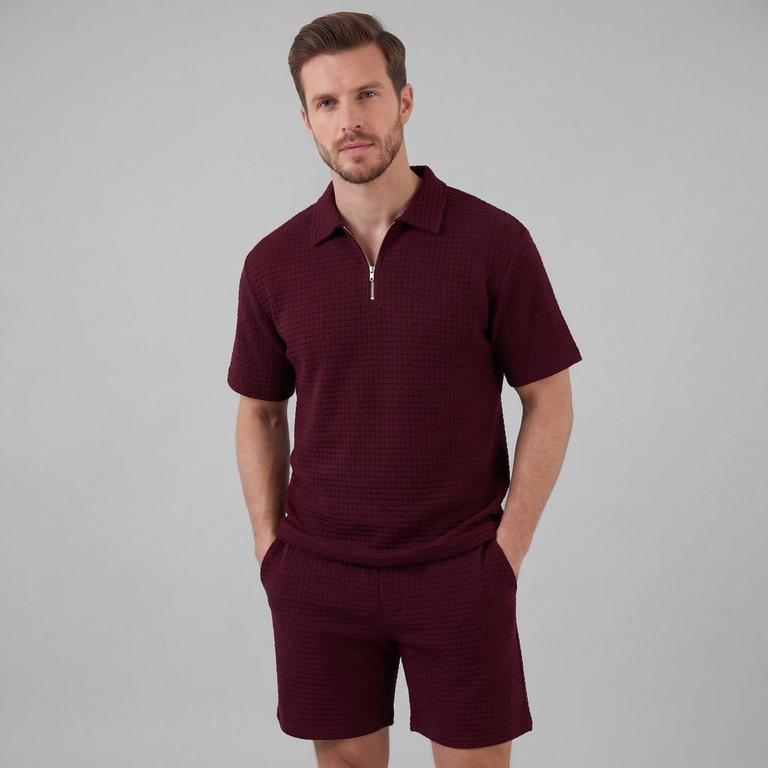 Lucas | Men's Waffle Knit Polo & Shorts Set