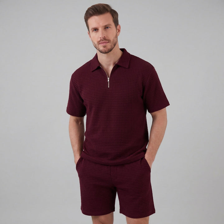 Lucas | Men's Waffle Knit Polo & Shorts Set