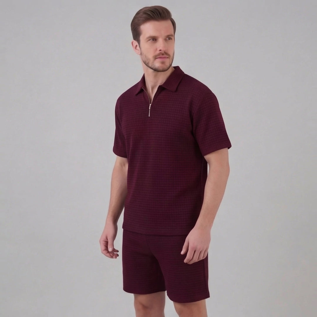 Lucas | Men's Waffle Knit Polo & Shorts Set