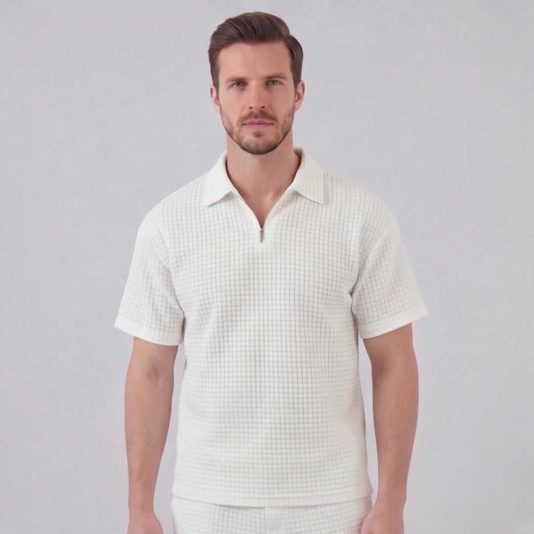 Lucas | Men's Waffle Knit Polo & Shorts Set