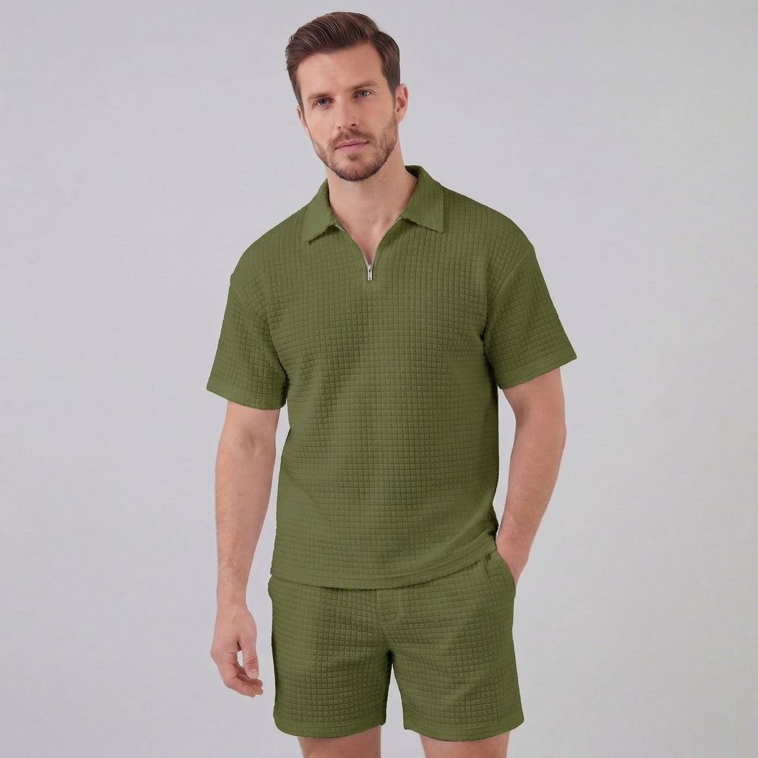 Lucas | Men's Waffle Knit Polo & Shorts Set