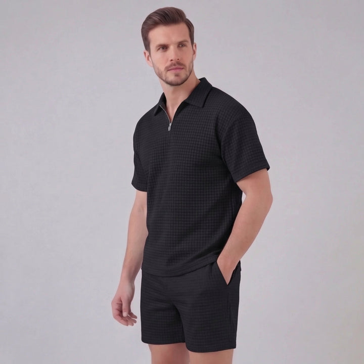 Lucas | Men's Waffle Knit Polo & Shorts Set