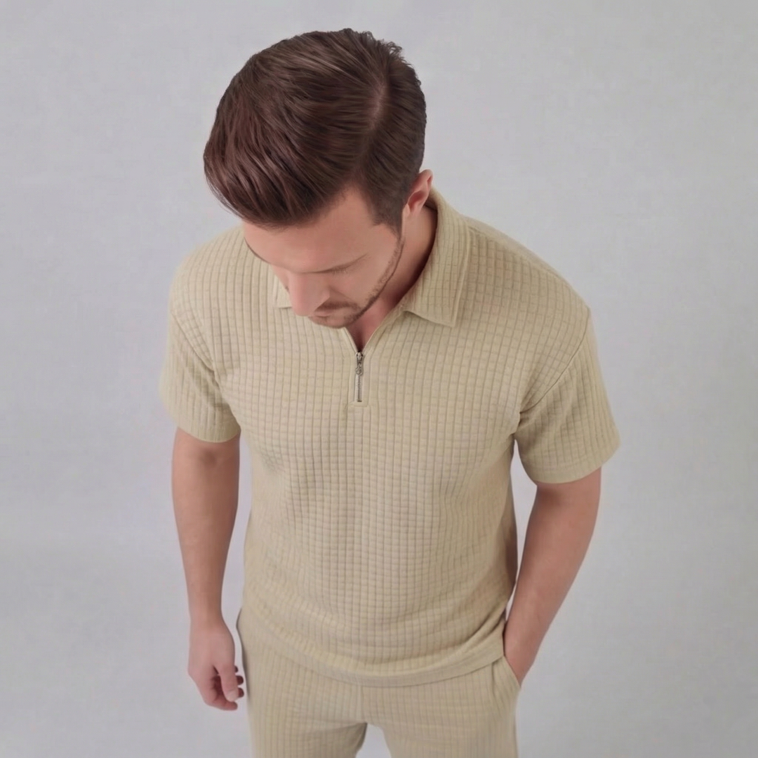 Lucas | Men's Waffle Knit Polo & Shorts Set