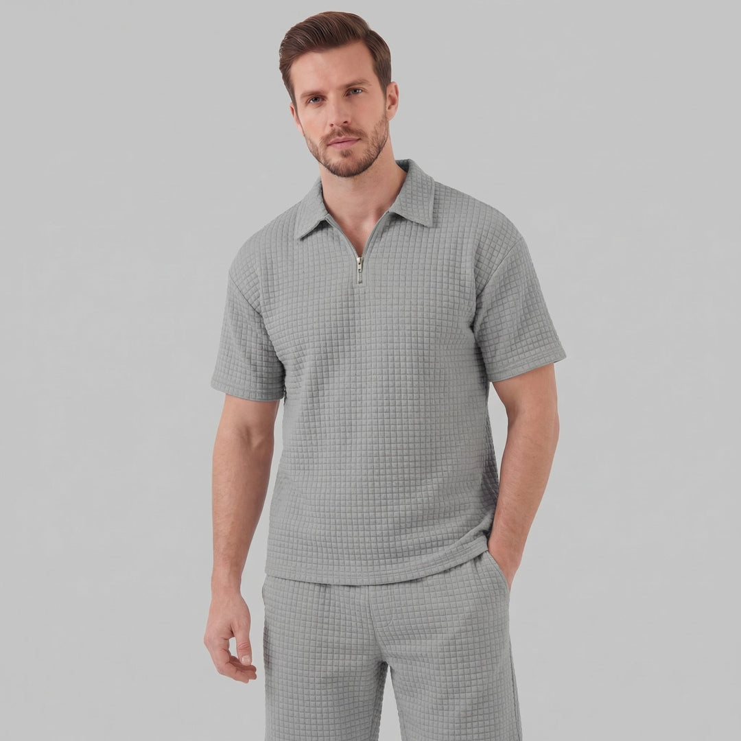 Lucas | Men's Waffle Knit Polo & Shorts Set