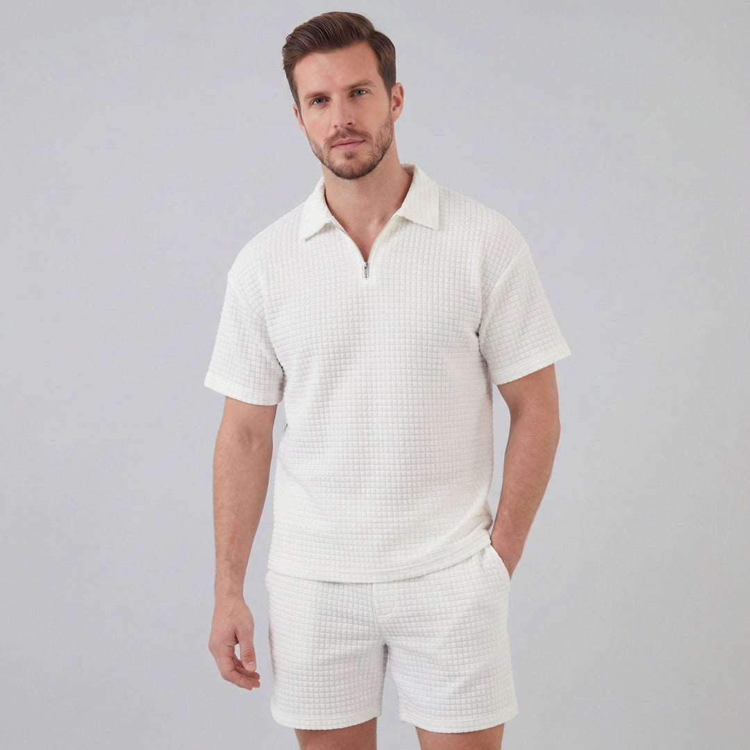 Lucas | Men's Waffle Knit Polo & Shorts Set