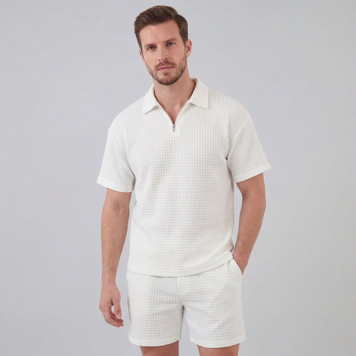 Lucas | Men's Waffle Knit Polo & Shorts Set